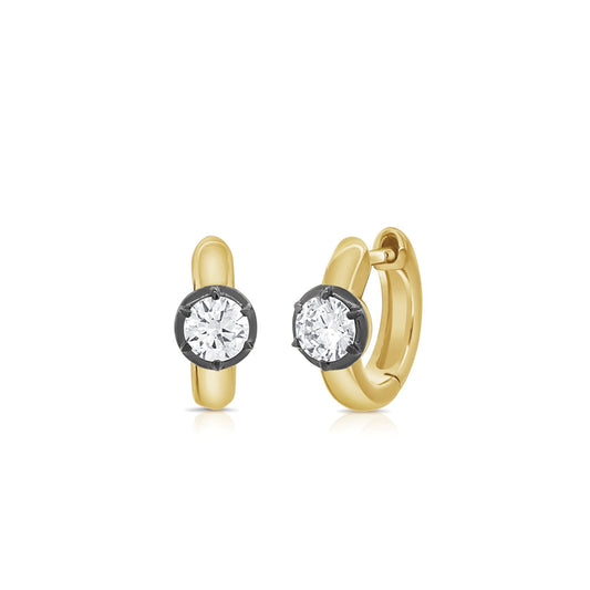 Huggie Hoop Earrings with Round Diamonds