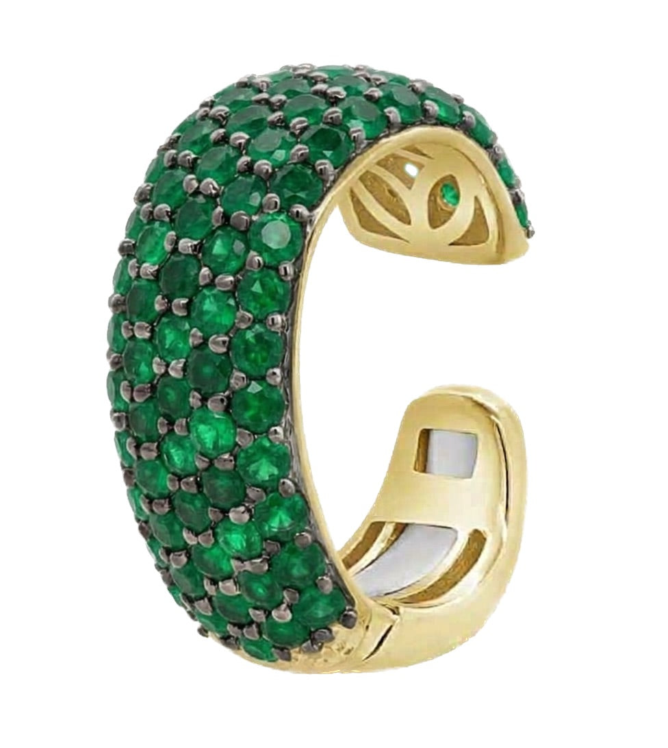 Wide Pave Emerald Ear Cuff