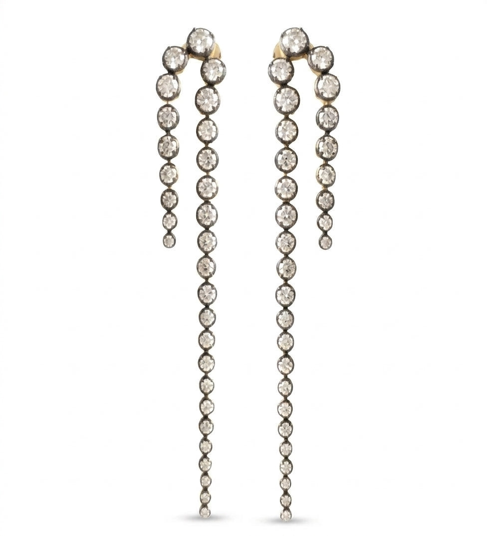 Double Row Drop Earrings with Graduated Round Diamonds