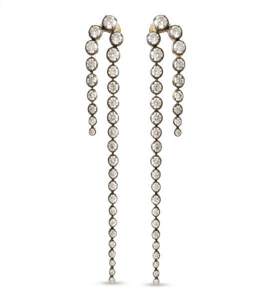 Double Row Drop Earrings with Graduated Round Diamonds