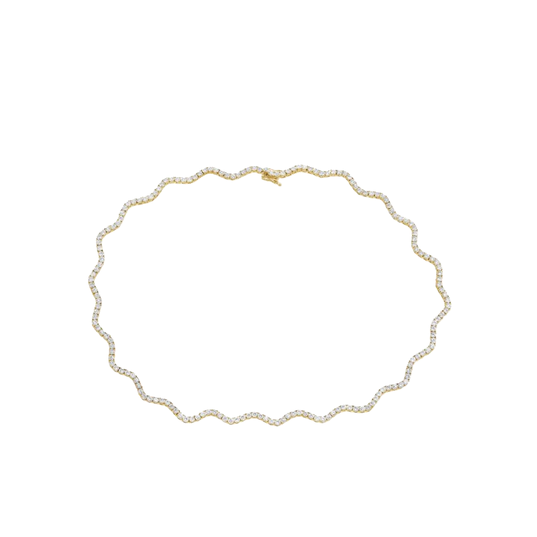 Wavy Diamond Tennis Necklace