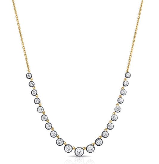 Necklace with Graduated Diamonds Outlined in Black Rhodium