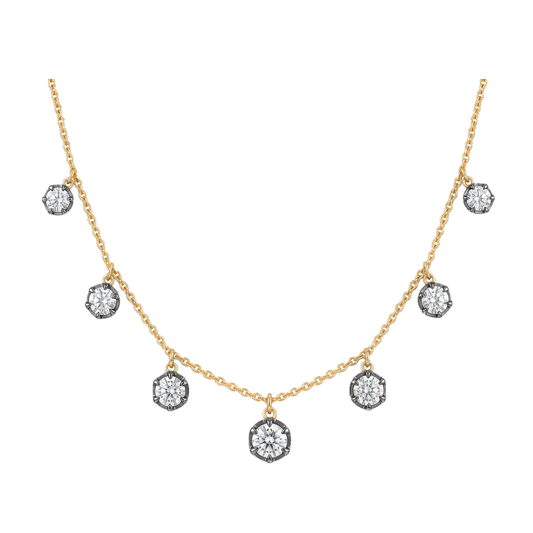 Dangle Necklace with Diamonds Outlined in Black Rhodium