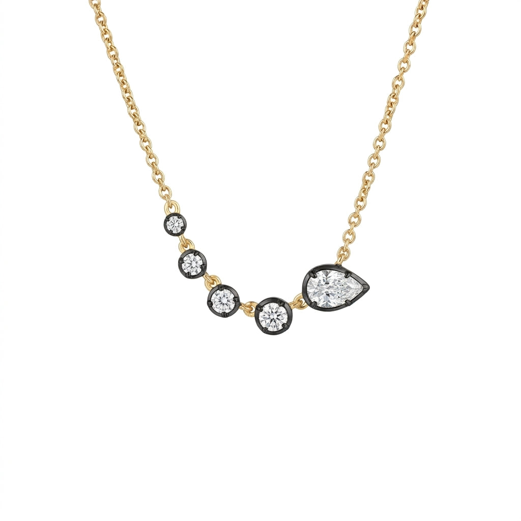 Necklace with Diamonds Outlined in Black Rhodium