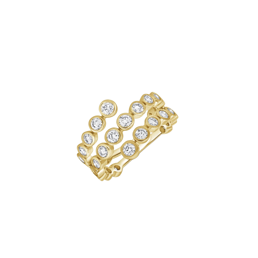 3-Row Bezel Set Diamond Wrap Ring