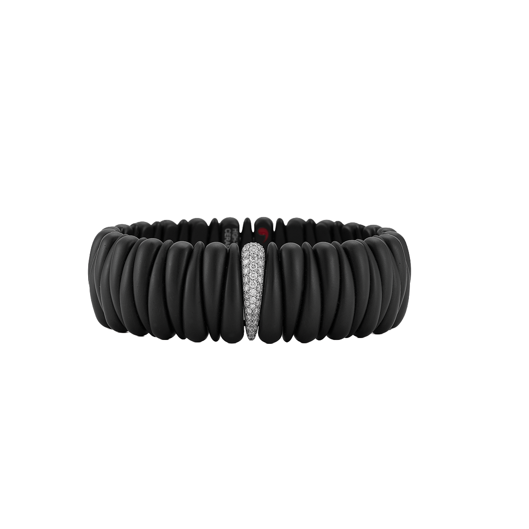 Artiglio Stretch Ceramic Bracelet with Diamond Section