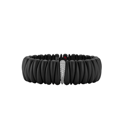 Artiglio Stretch Ceramic Bracelet with Diamond Section