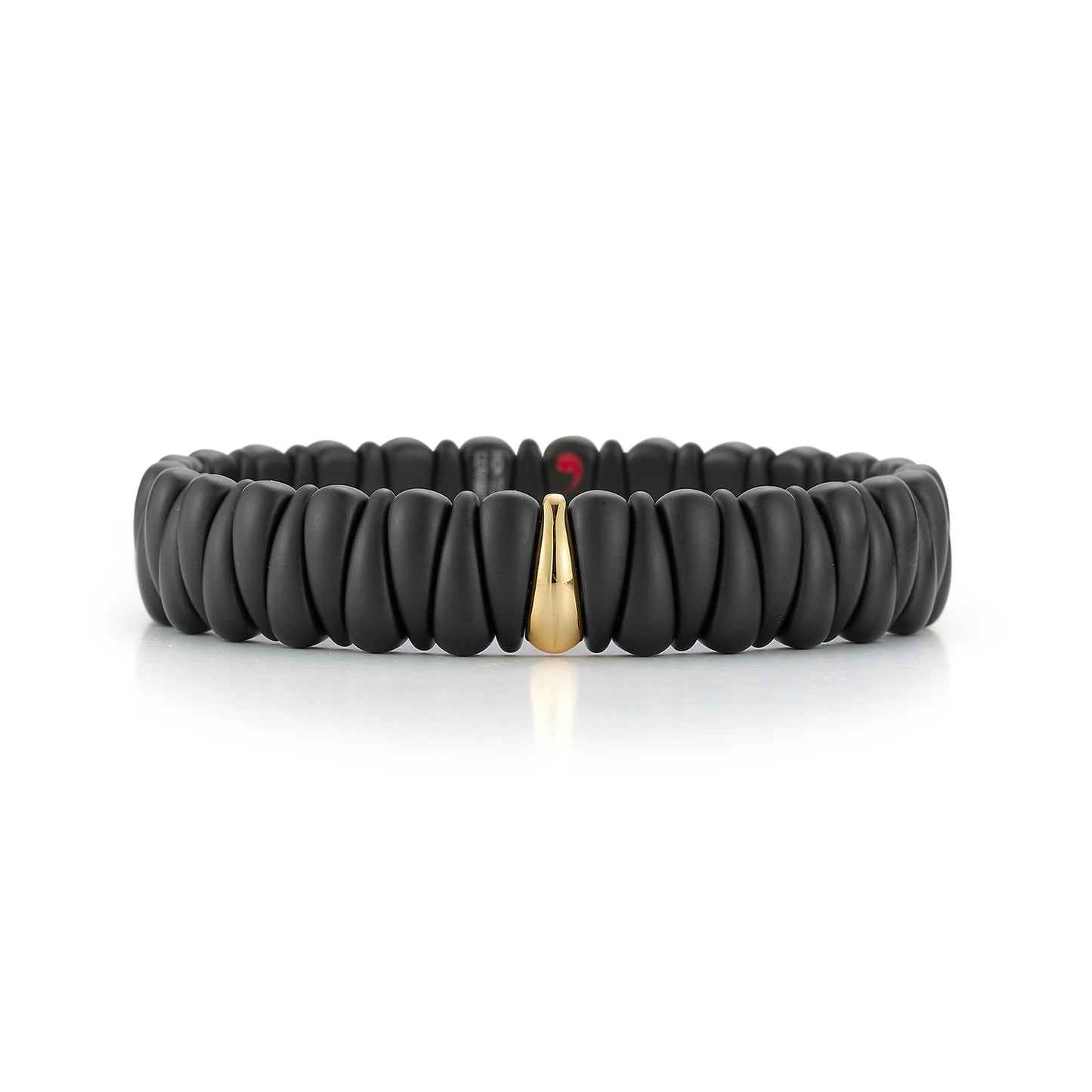 Black Ceramic Stretch Bracelet with Gold Section
