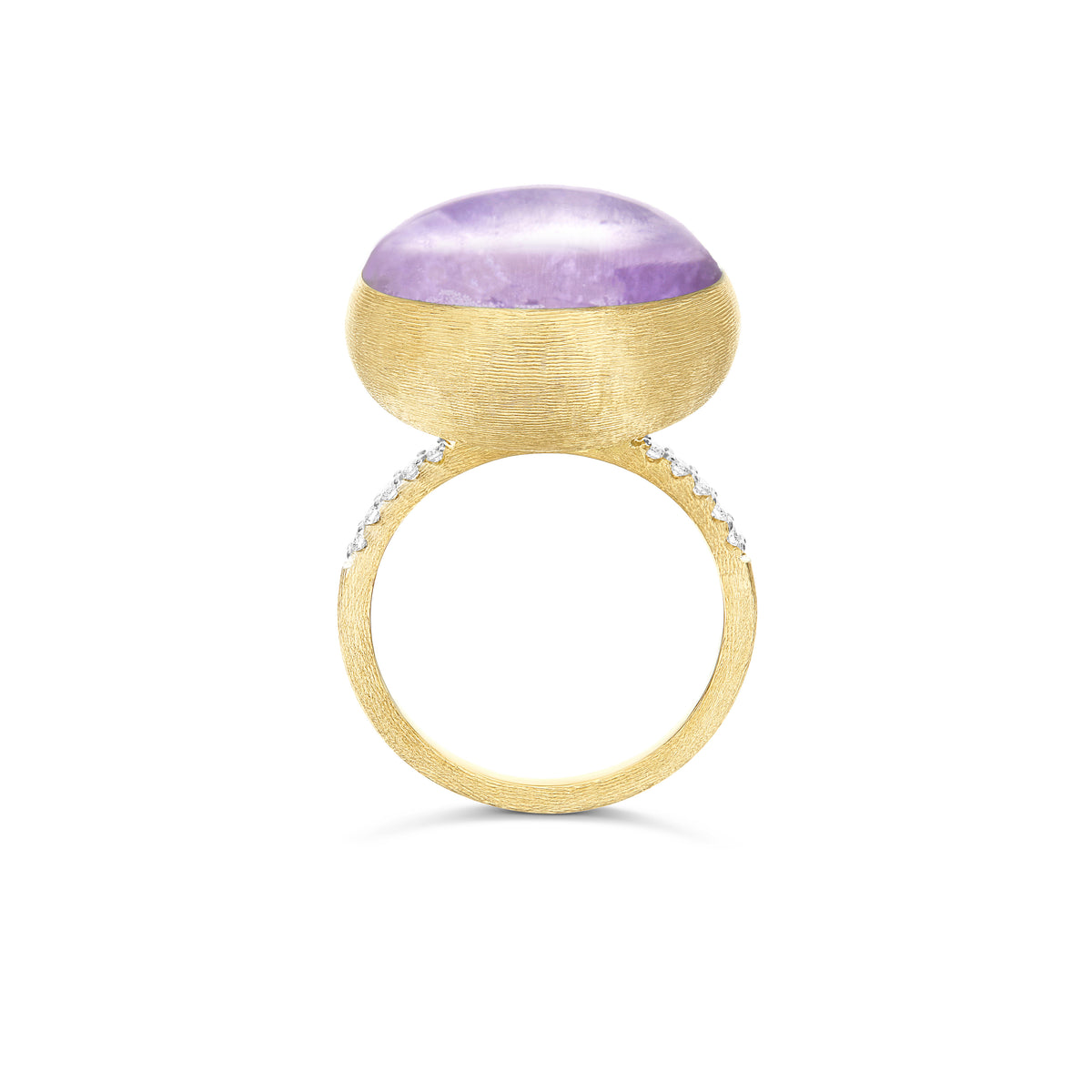Violetta Boules Ring In Gold, Diamonds With Lepidolite, MOP and Rock Crystal Triplet