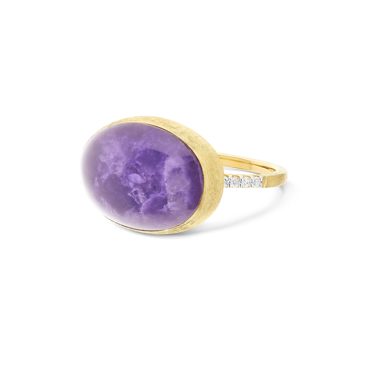Violetta Boules Ring In Gold, Diamonds With Lepidolite, MOP and Rock Crystal Triplet