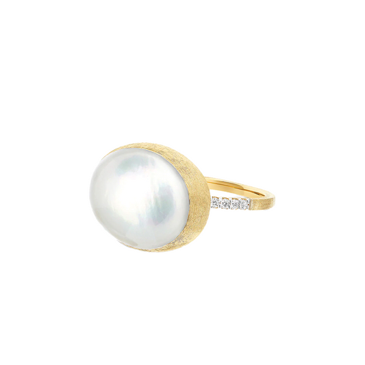 Large 'Dolcevita' Boules Ring with Diamonds, Mother-of-Pearl and Rock Crystal