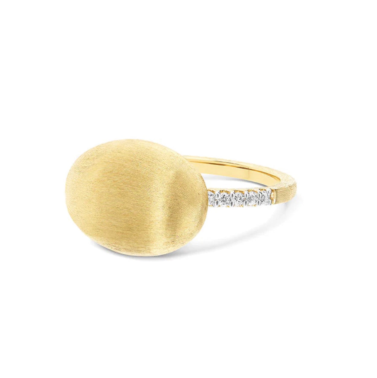 Hand Engraved Gold Boule and Diamond Ring