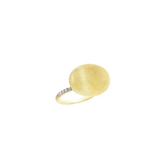 Hand Engraved Gold Boule and Diamond Ring