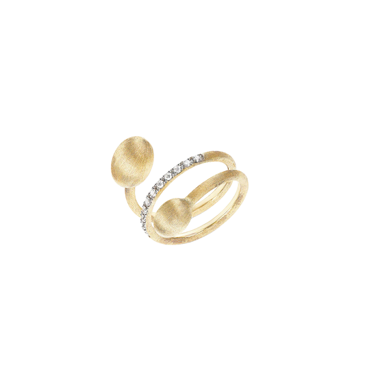 Hand Engraved Wrap Ring with Diamonds