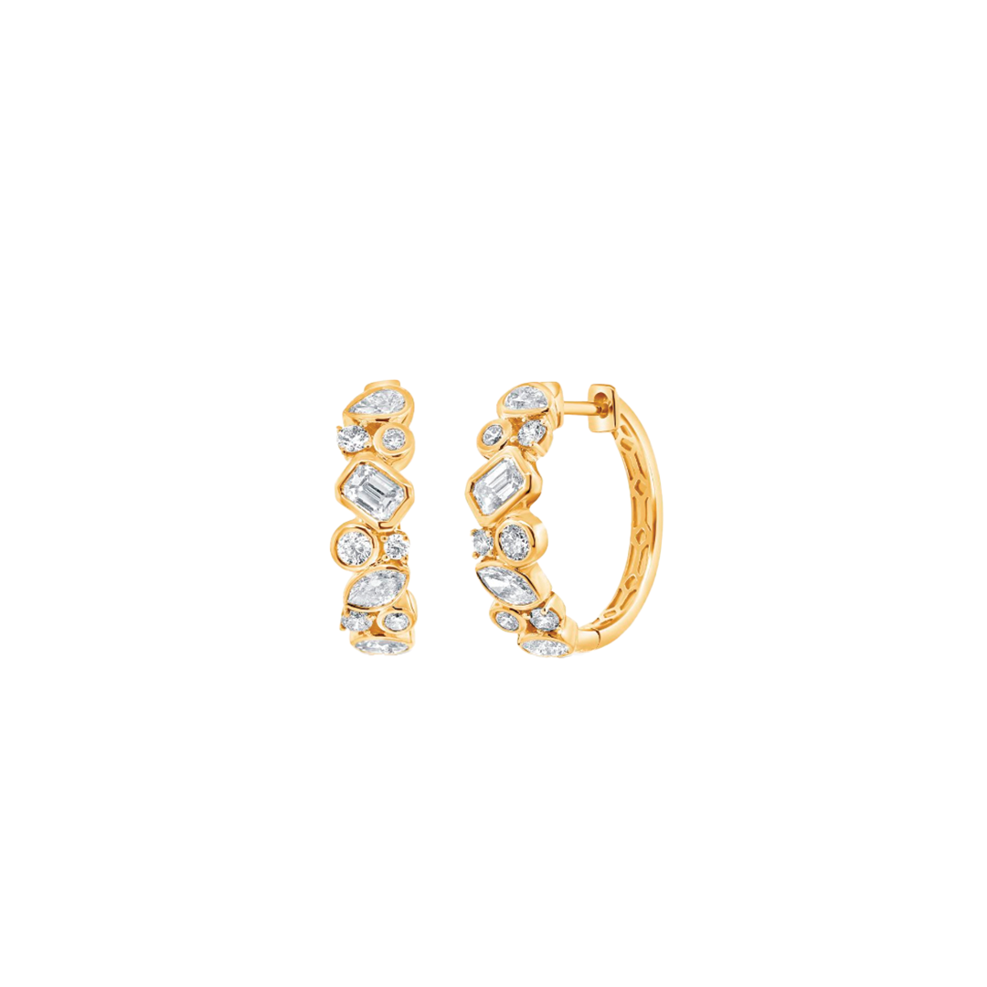 Bezel Set Fancy Shape Diamond Hoop Earrings