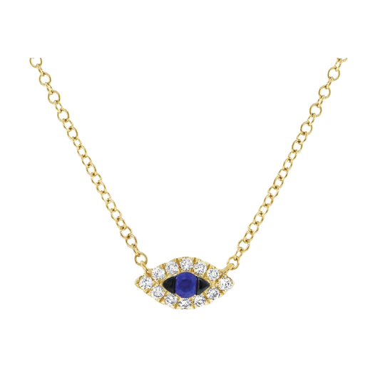 Sapphire Evil Eye Necklace with Diamonds