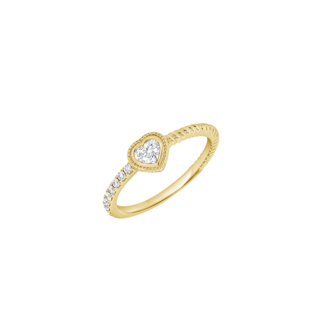 Milgrain Bezel Set Heart Shaped Diamond Ring
