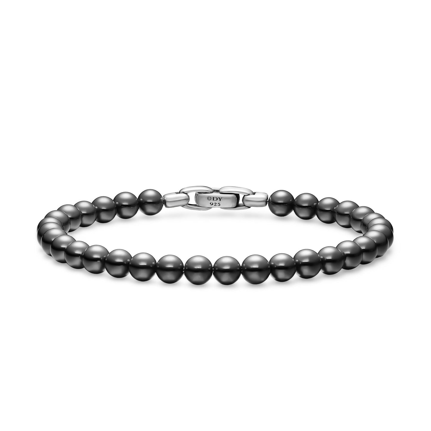 Spiritual Beads Bracelet in Sterling Silver with Hematinenyx, 6mm