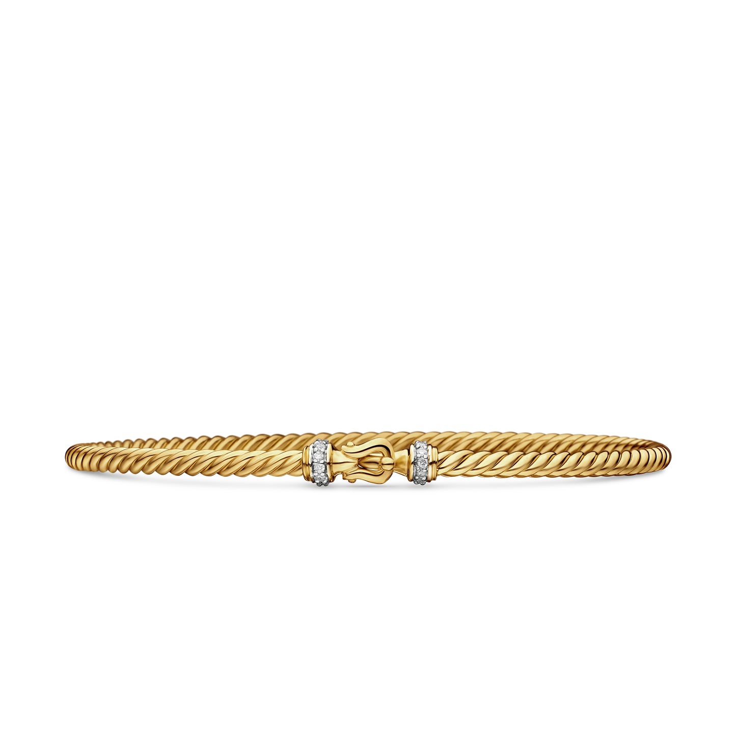 Buckle Classic Cable Bracelet in 18K Yellow Gold with Diamonds, 2.6mm