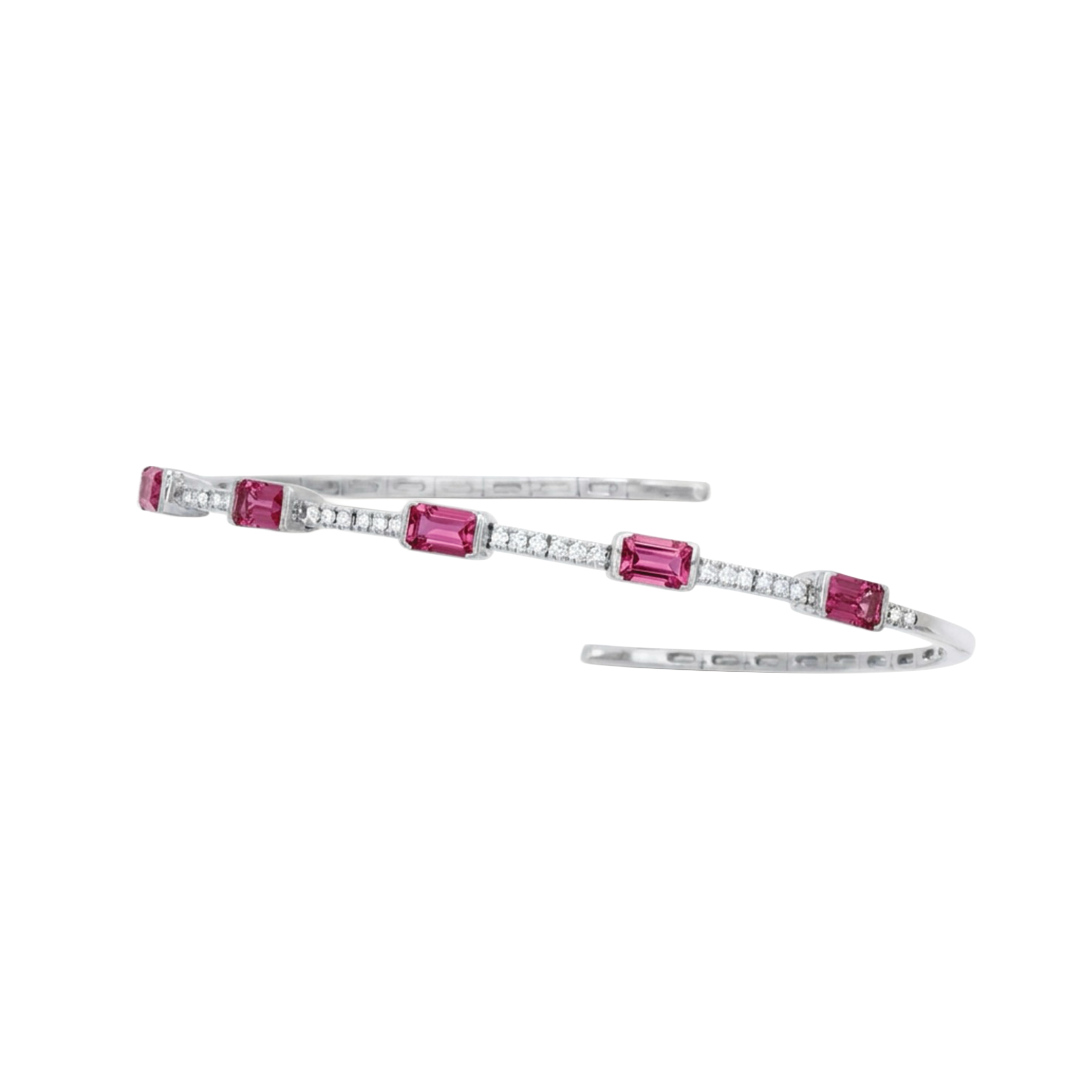 Flexible Open Cuff Bracelet with Garnets