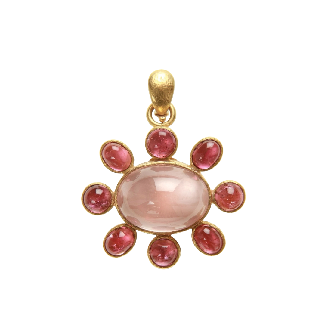 Rose Quartz and Pink Tourmaline Brooch/Pendant