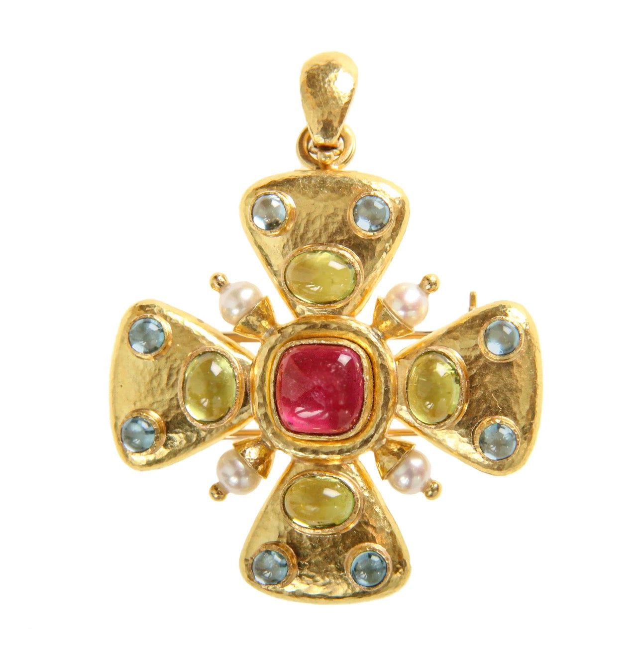 Tourmaline, Peridot and Zircon Brooch/Pendant