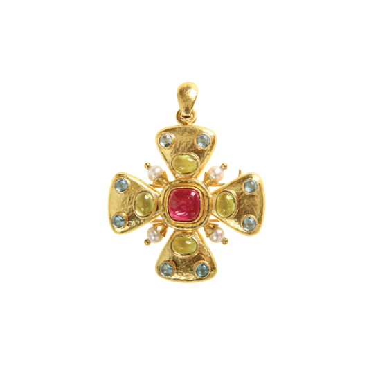 Tourmaline, Peridot and Zircon Brooch/Pendant