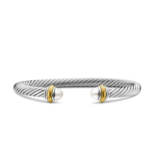 Cable Classic Bracelet with Pearl and 14K Gold