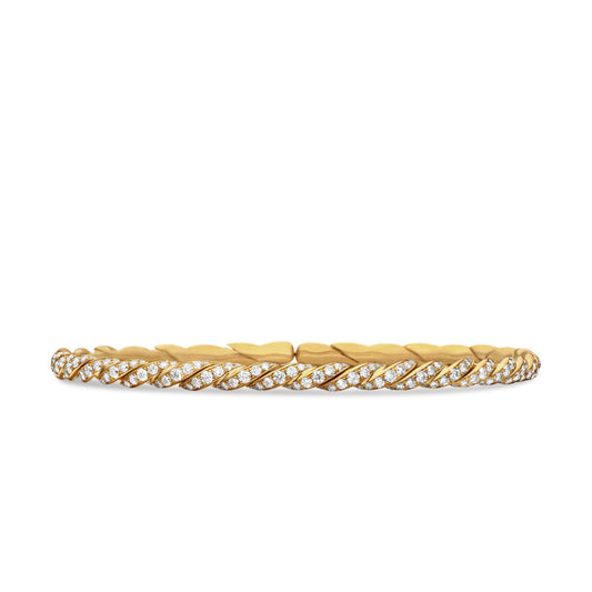 Sculpted Cable Flex Bracelet in 18K Yellow Gold with Diamonds, 3.5mm