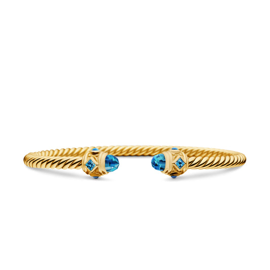 Renaissance® Cablespira Bracelet in 18K Yellow Gold with Hampton Blue Topaz, 3.5mm