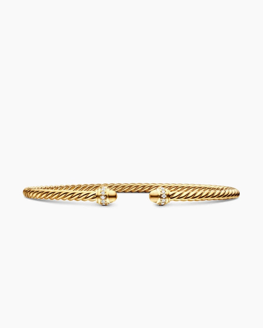 Cablespira® Bracelet in 18K Yellow Gold with Pavé Diamonds