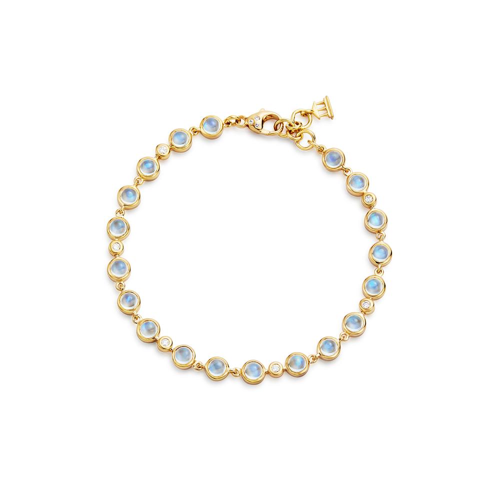 Mini Full Moon Bracelet with Blue Moonstone & Diamonds
