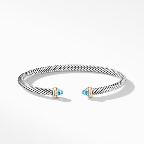 Cable Classic Bracelet with Blue Topaz and 18K Yellow Gold