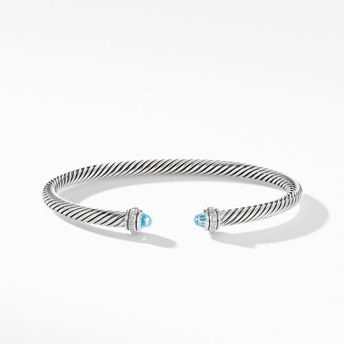 Cable Classic Bracelet with Blue Topaz and Diamonds