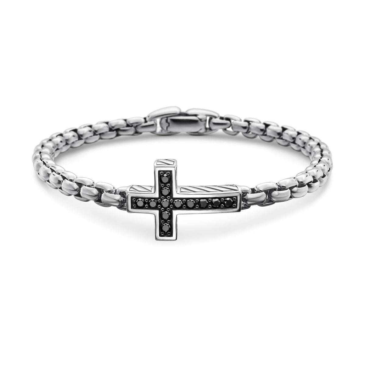 Pave Cross Bracelet with Black Diamonds