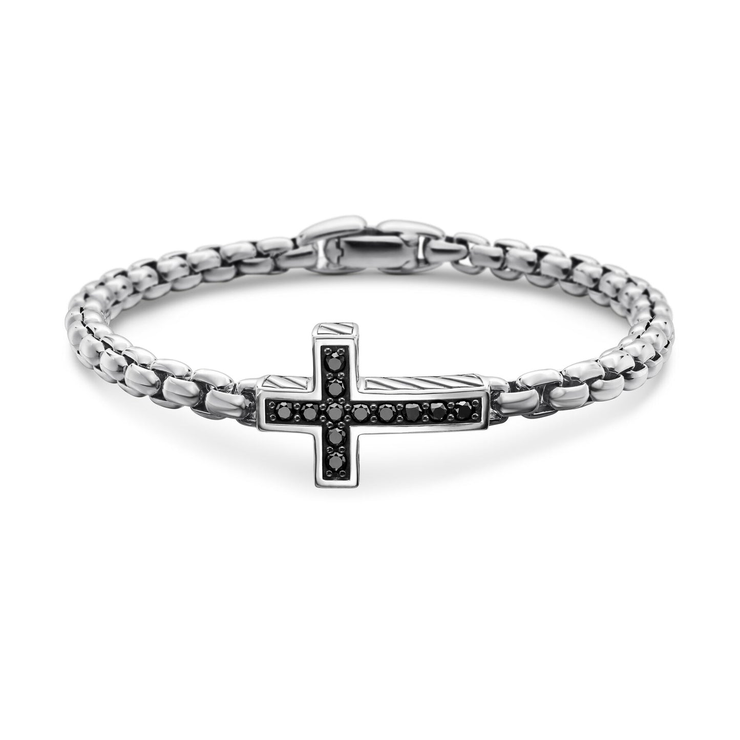 Pave Cross Bracelet with Black Diamonds