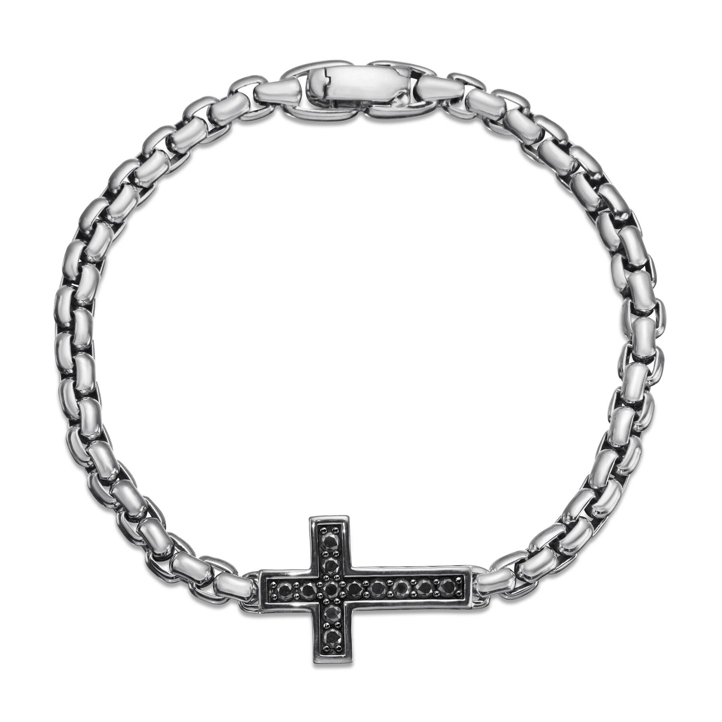 Pave Cross Bracelet with Black Diamonds