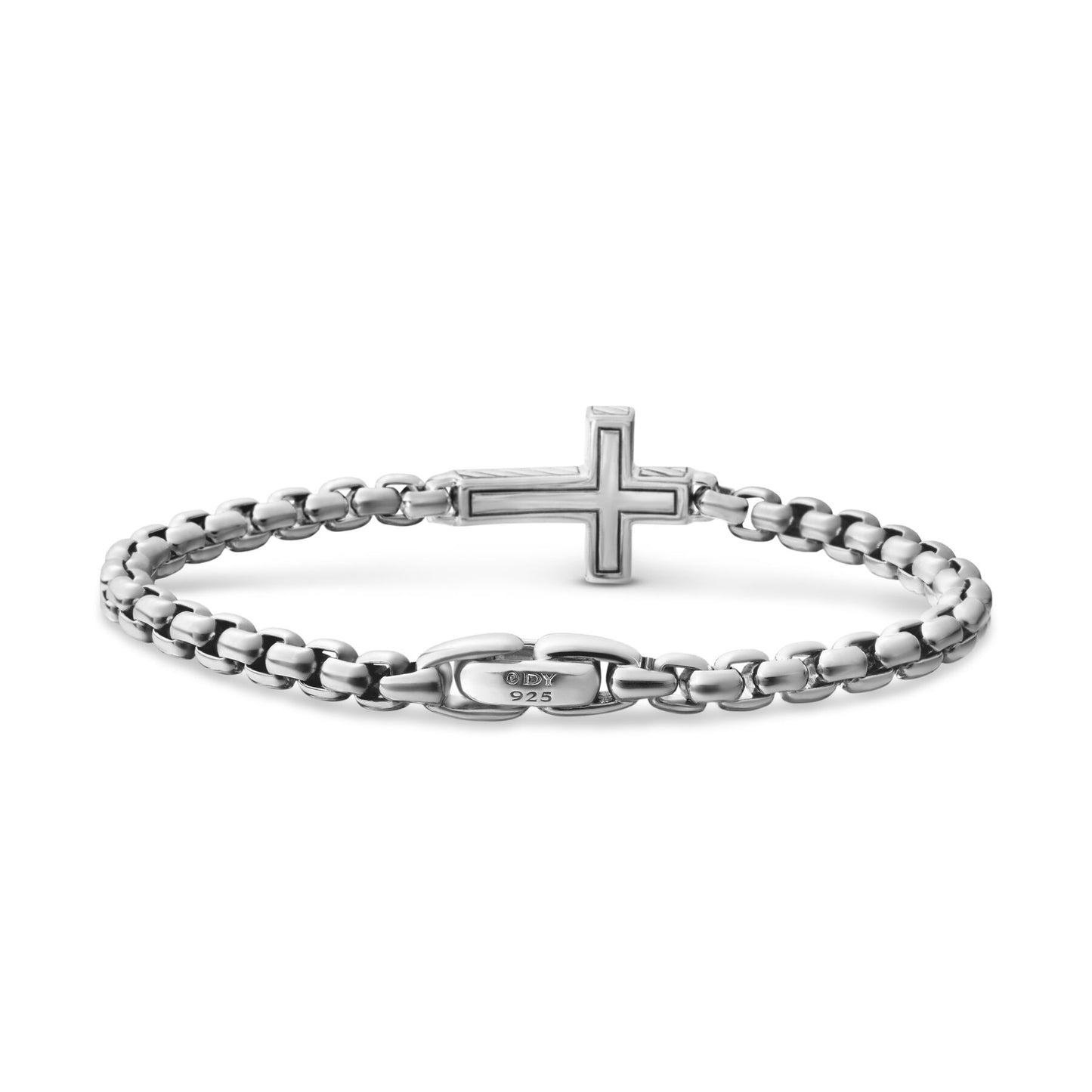 Cross Station Bracelet in Sterling Silver with Diamonds, 5mm