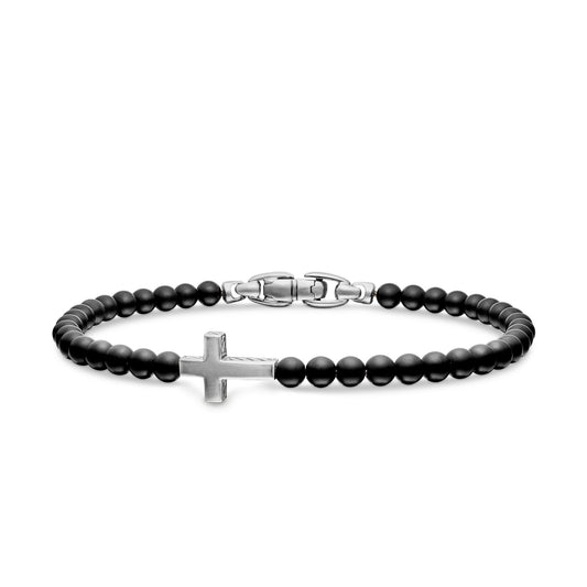 Spiritual Beads Cross Station Bracelet with Black Onyx