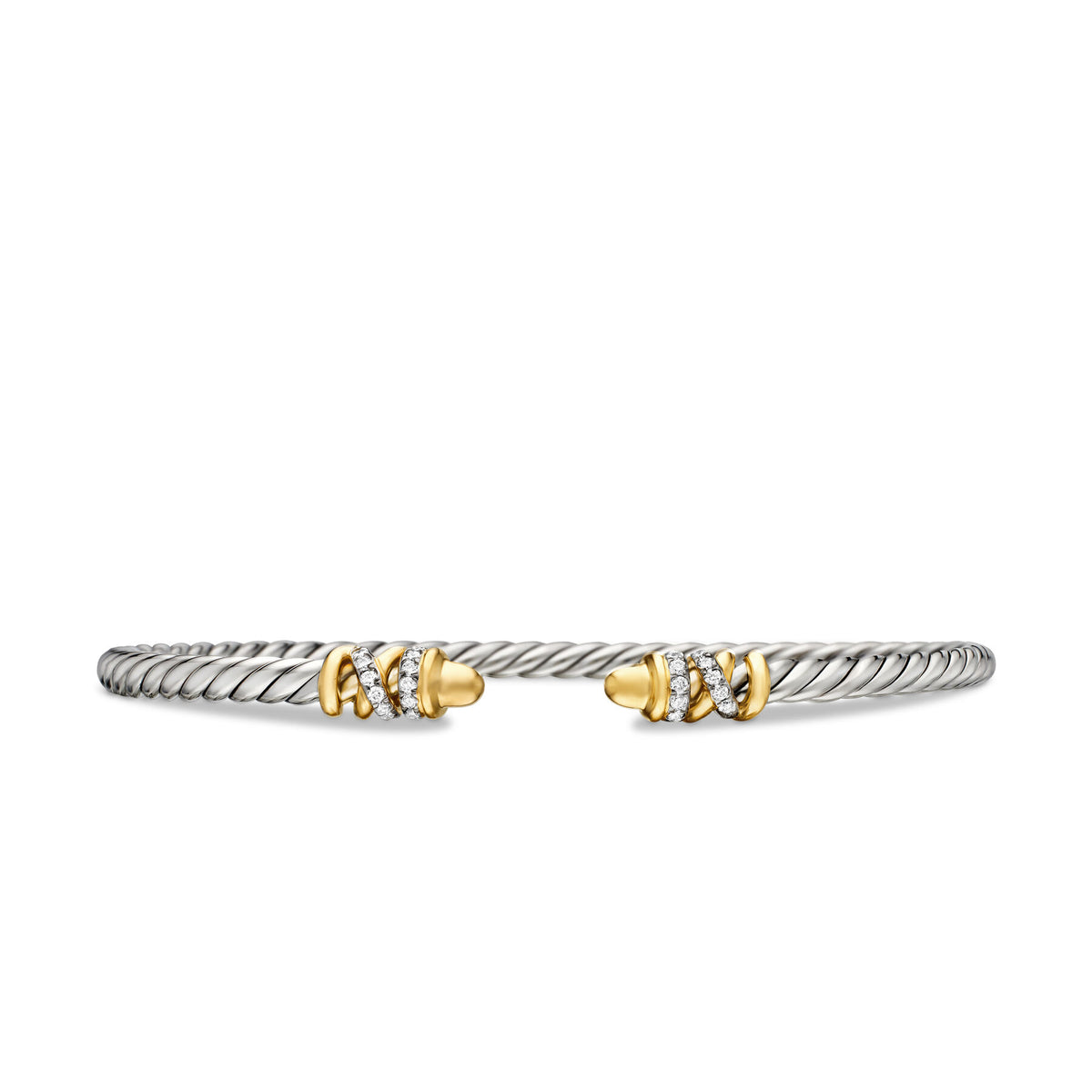 Petite Helena Cablespira Bracelet with 18K Yellow Gold Domes and Diamonds