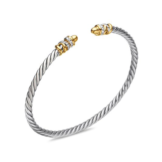 Petite Helena Cablespira Bracelet with 18K Yellow Gold Domes and Diamonds