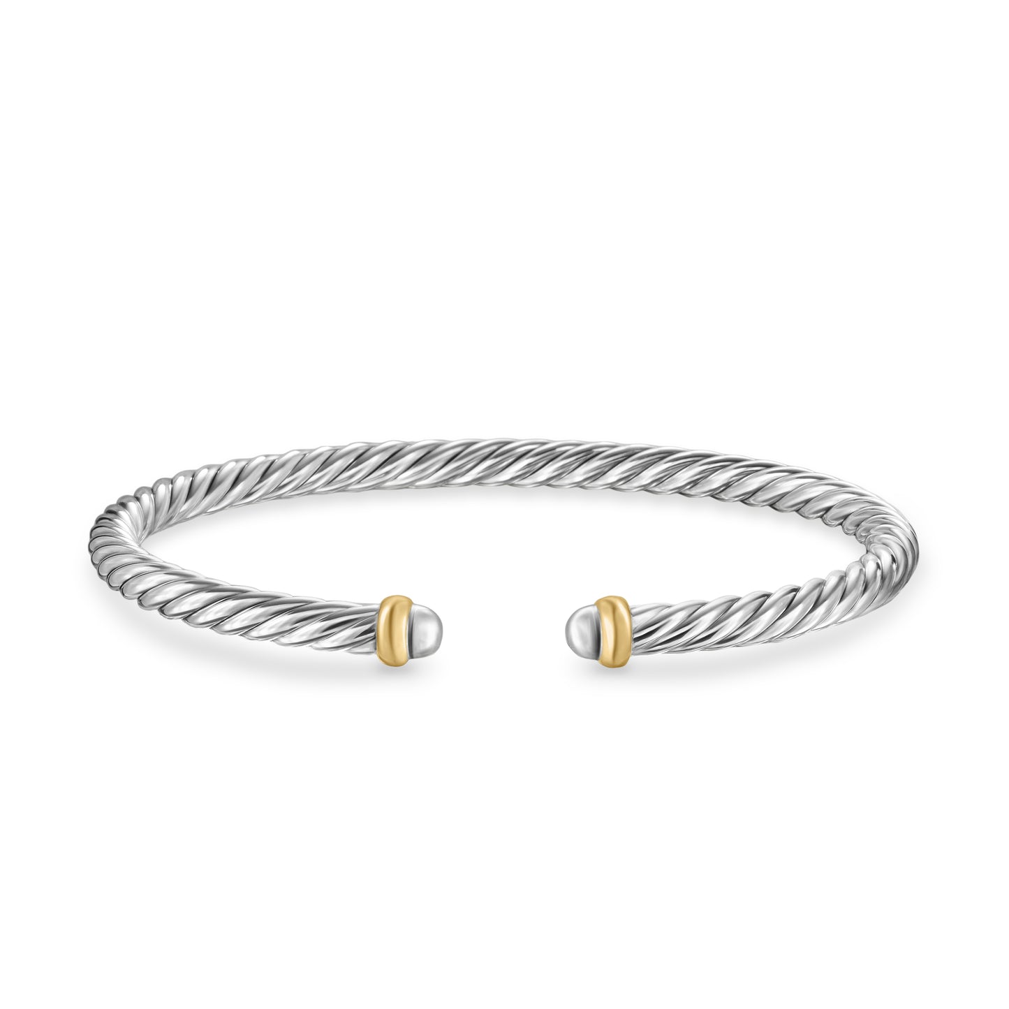 Cable Flex Bracelet in Sterling Silver with 14K Yellow Gold, 4mm