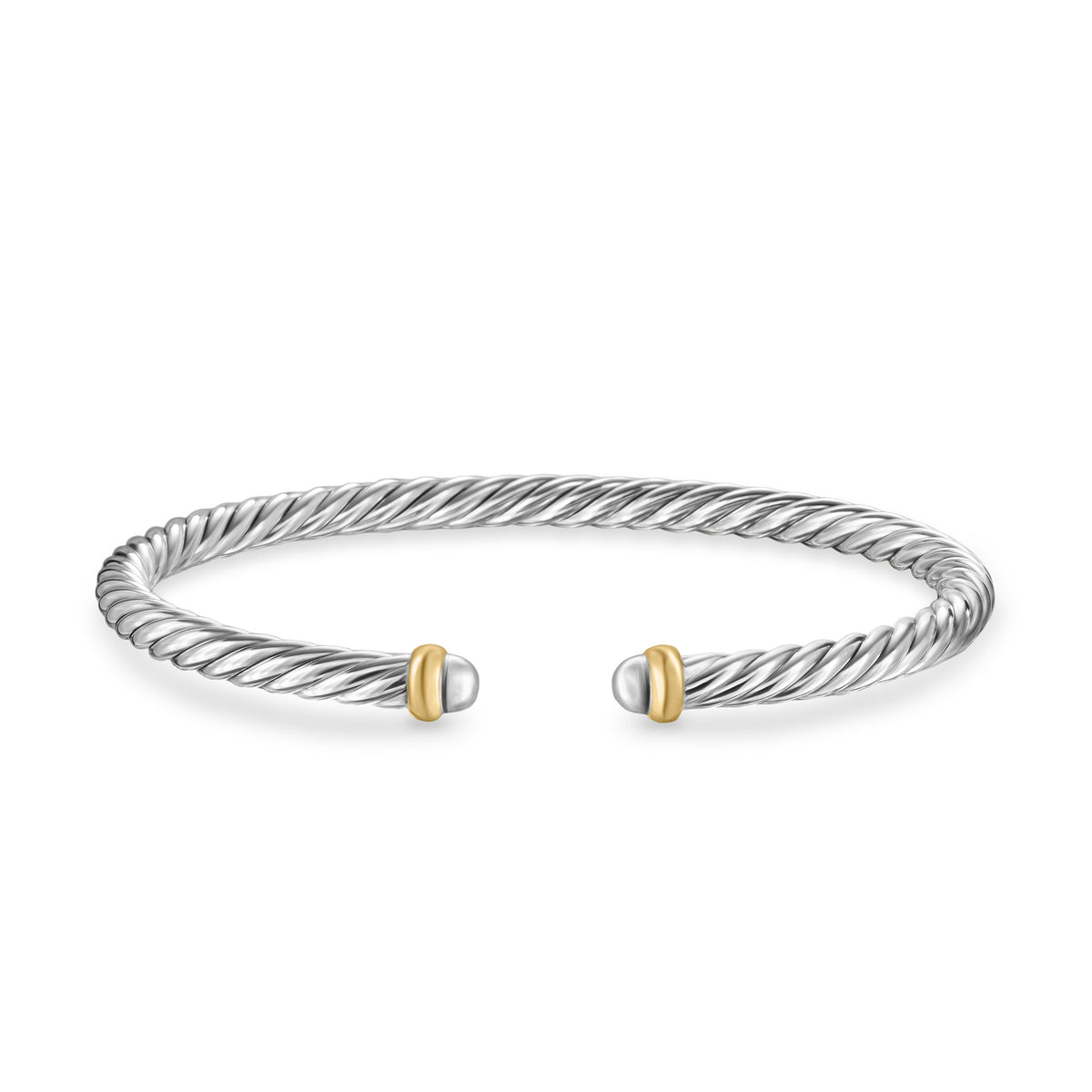 Cable Flex Bracelet in Sterling Silver with 14K Yellow Gold, 4mm