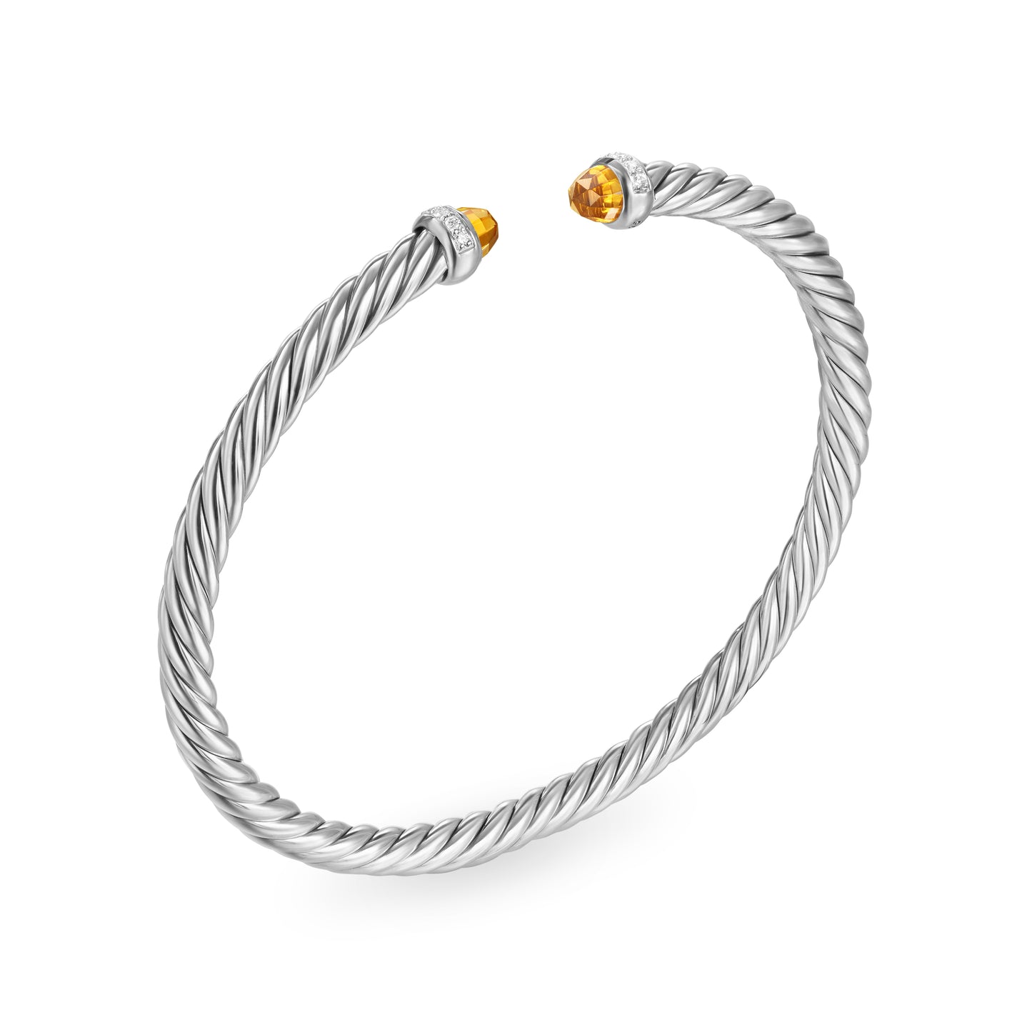 Cablespira Flex® Bracelet in Sterling Silver with Citrine and Diamonds, 4mm