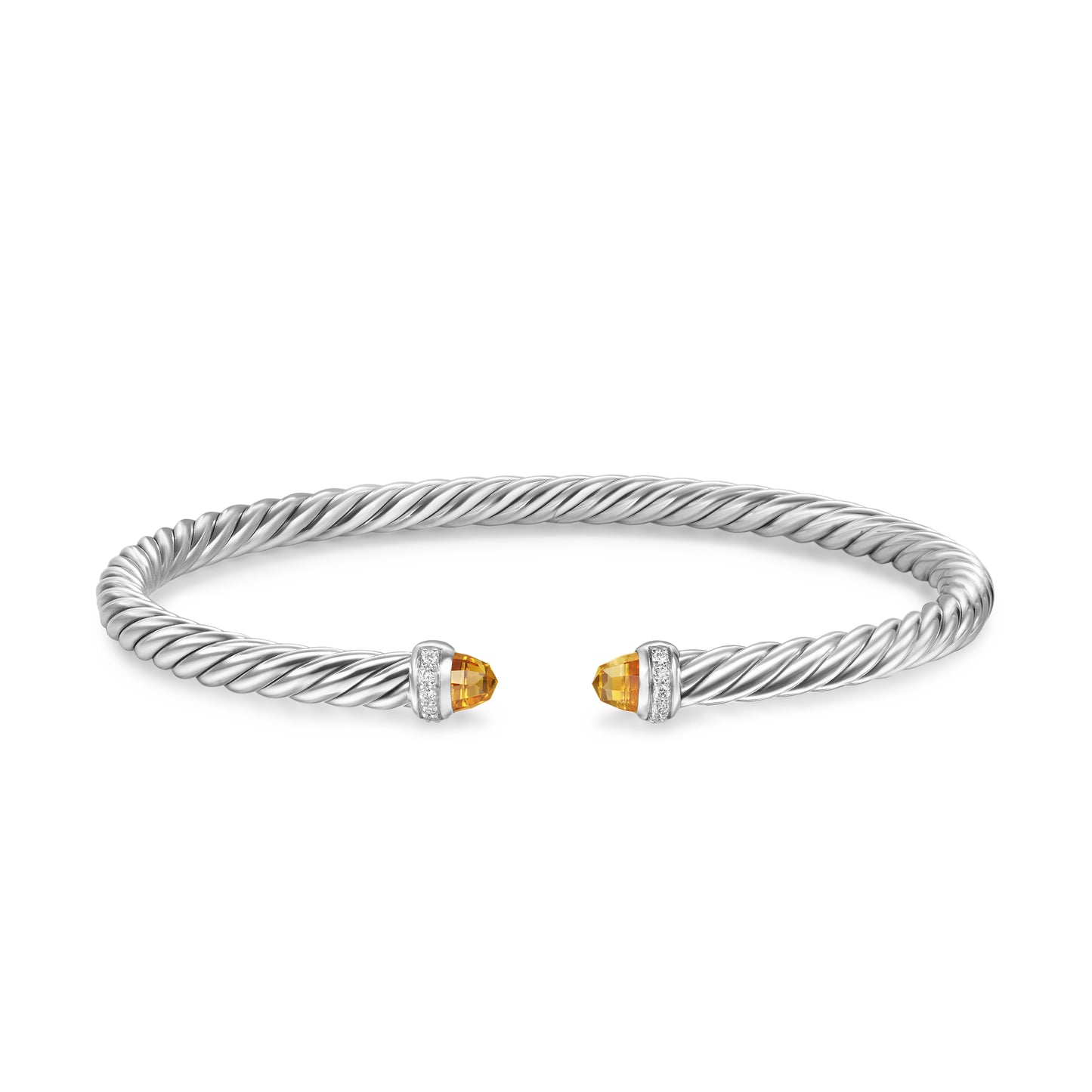 Cablespira Flex® Bracelet in Sterling Silver with Citrine and Diamonds, 4mm