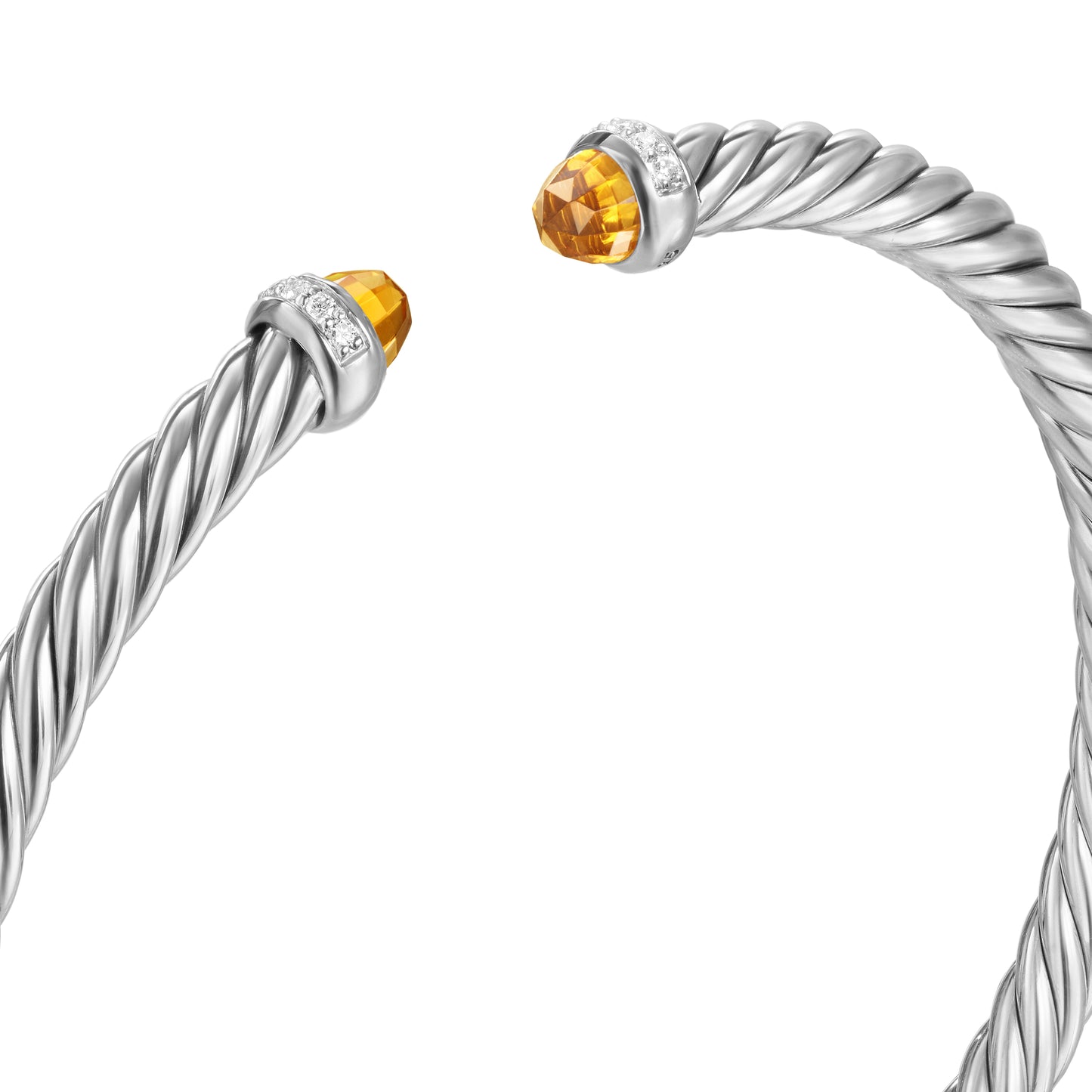 Cablespira Flex® Bracelet in Sterling Silver with Citrine and Diamonds, 4mm