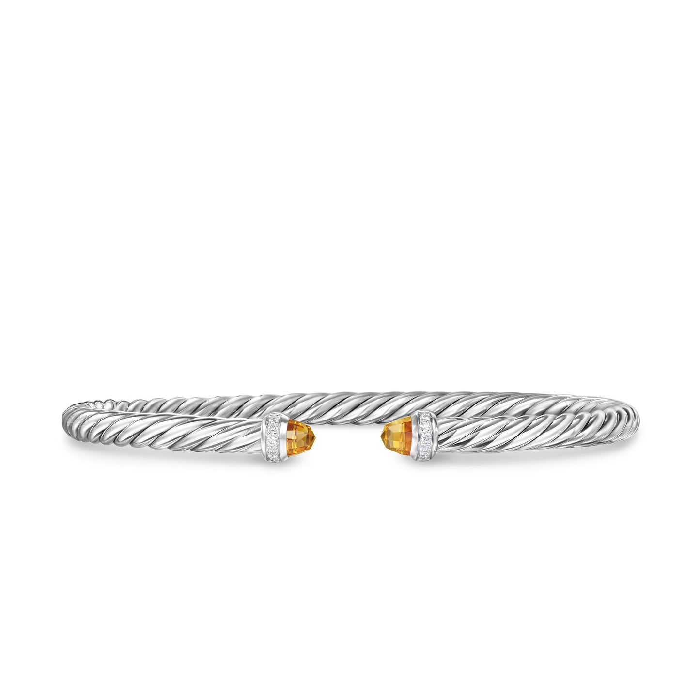Cablespira Flex® Bracelet in Sterling Silver with Citrine and Diamonds, 4mm