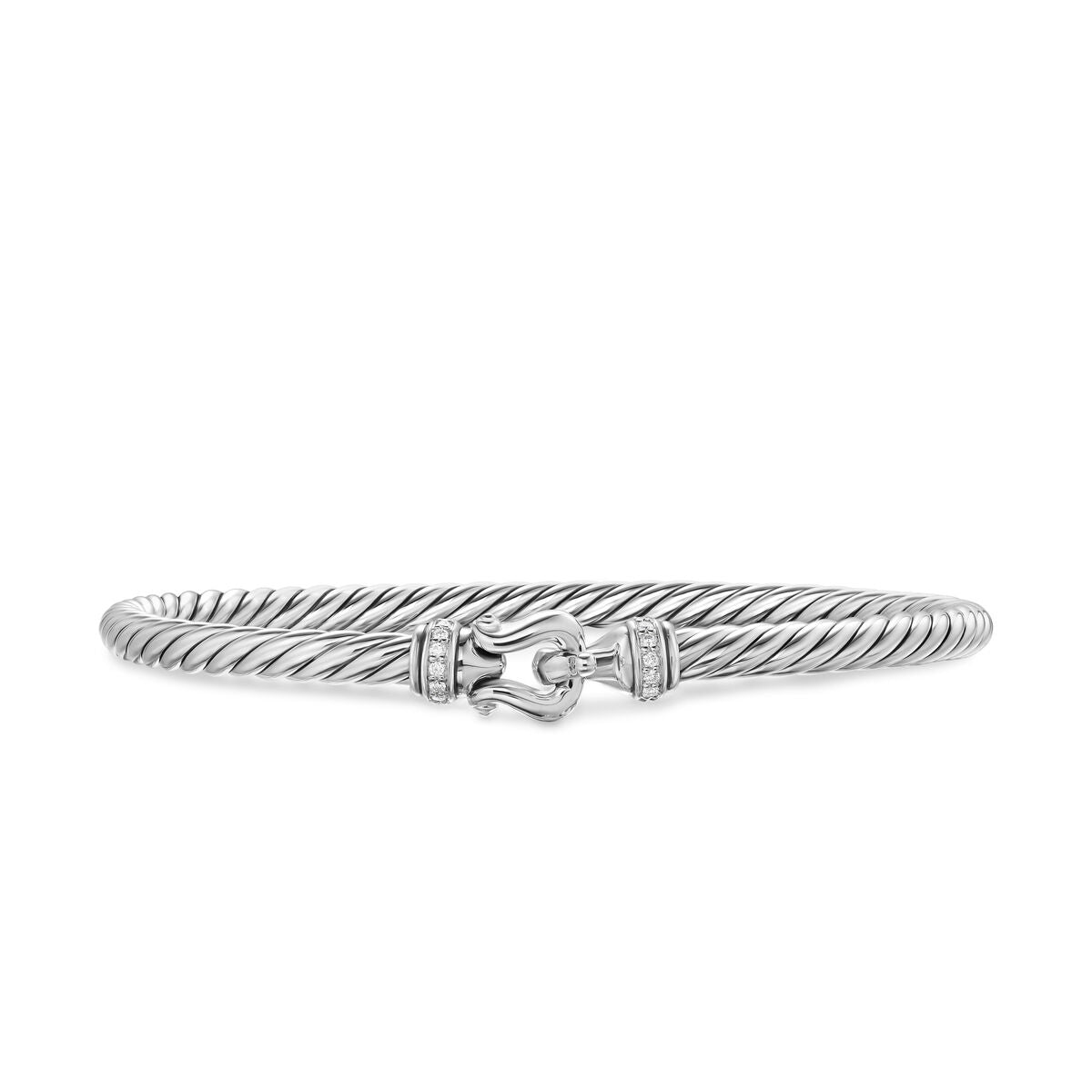 Cable Flex Buckle Bracelet in Sterling Silver with Diamonds, 4mm