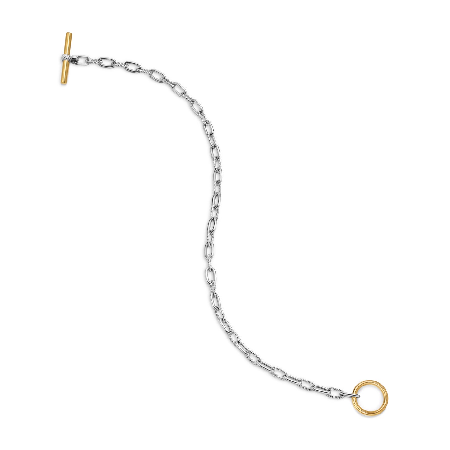 DY Madison® Toggle Chain Bracelet in Sterling Silver with 18K Yellow Gold, 3mm