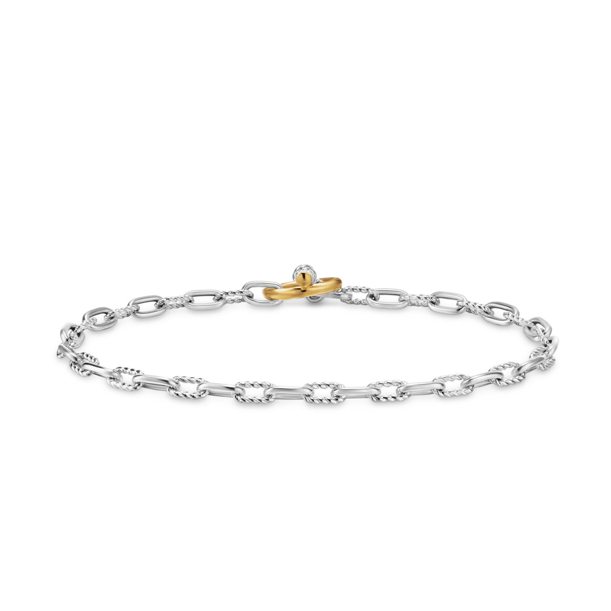 DY Madison® Toggle Chain Bracelet in Sterling Silver with 18K Yellow Gold, 3mm